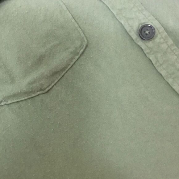Army green military style shirt shoulder straps button down utility camping Sz L - Picture 5 of 6